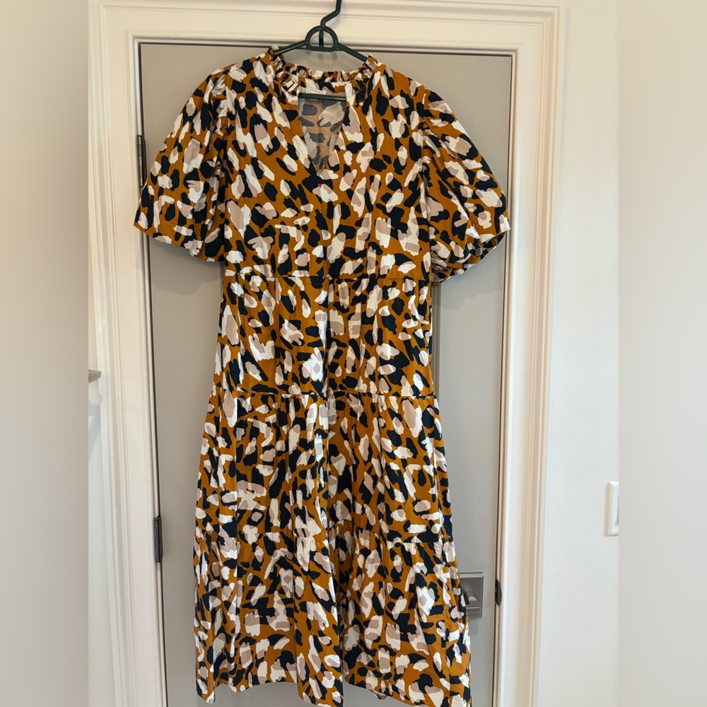 Mud Pie Yellow and Black Patterned Midi Dress